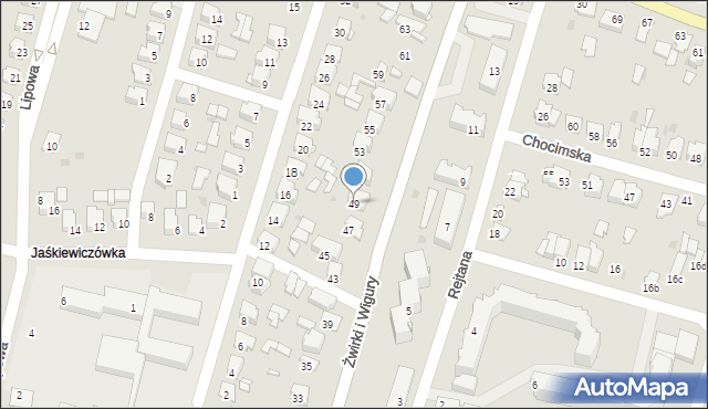 Tomaszów Lubelski, Franciszka Żwirki i Stanisława Wigury, 49, mapa Tomaszów Lubelski