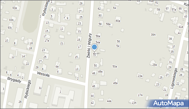 Tomaszów Lubelski, Franciszka Żwirki i Stanisława Wigury, 52, mapa Tomaszów Lubelski