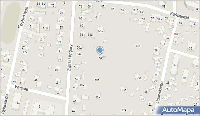Tomaszów Lubelski, Franciszka Żwirki i Stanisława Wigury, 54, mapa Tomaszów Lubelski
