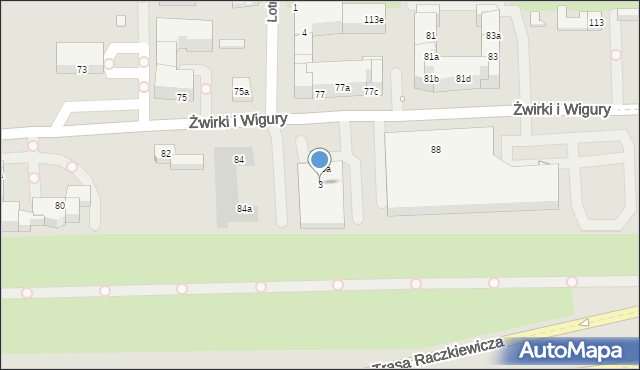 Toruń, Franciszka Żwirki i Stanisława Wigury, 3, mapa Torunia
