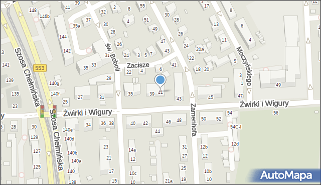 Toruń, Franciszka Żwirki i Stanisława Wigury, 41, mapa Torunia