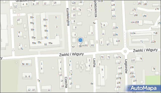 Toruń, Franciszka Żwirki i Stanisława Wigury, 59, mapa Torunia