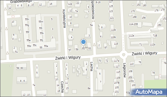 Toruń, Franciszka Żwirki i Stanisława Wigury, 61, mapa Torunia