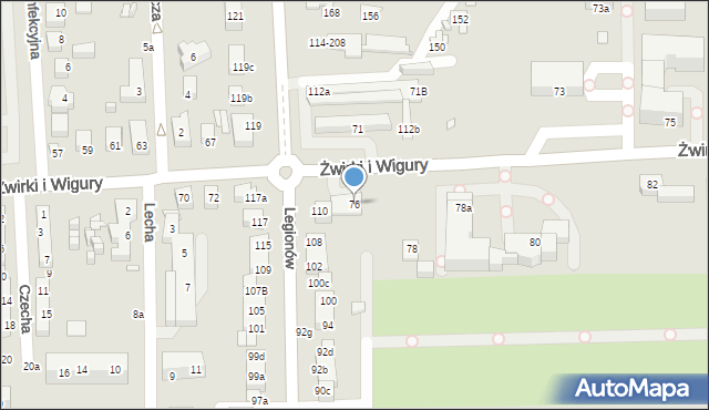 Toruń, Franciszka Żwirki i Stanisława Wigury, 76, mapa Torunia