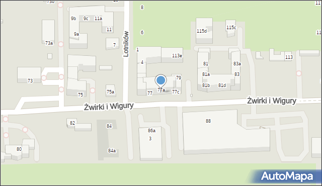 Toruń, Franciszka Żwirki i Stanisława Wigury, 77-77c, mapa Torunia