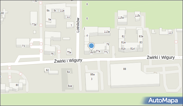 Toruń, Franciszka Żwirki i Stanisława Wigury, 77, mapa Torunia