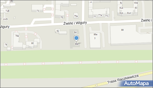 Toruń, Franciszka Żwirki i Stanisława Wigury, 84a, mapa Torunia