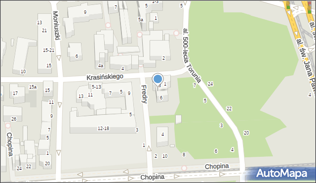 Toruń, Fredry Aleksandra, 8, mapa Torunia