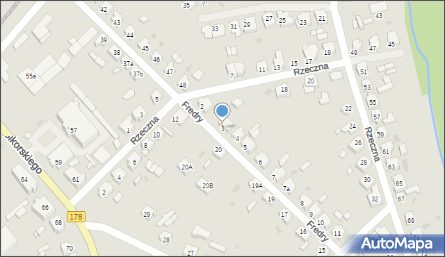 Trzcianka, Fredry Aleksandra, 3, mapa Trzcianka