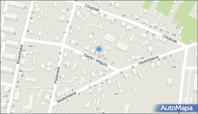 Tuszyn, Franciszka Żwirki i Stanisława Wigury, 11, mapa Tuszyn