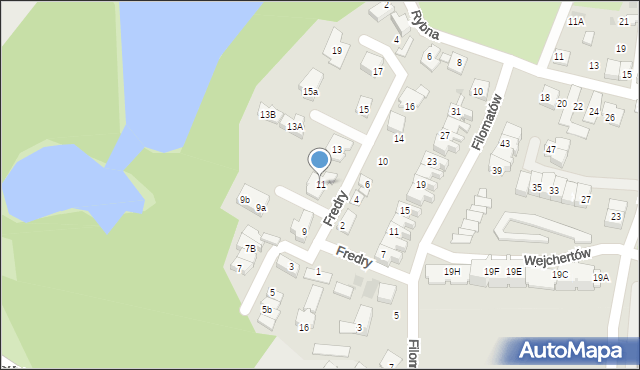 Tychy, Fredry Aleksandra, 11, mapa Tychów