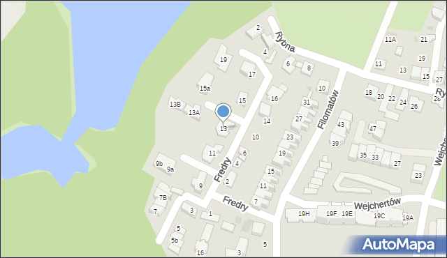 Tychy, Fredry Aleksandra, 13, mapa Tychów