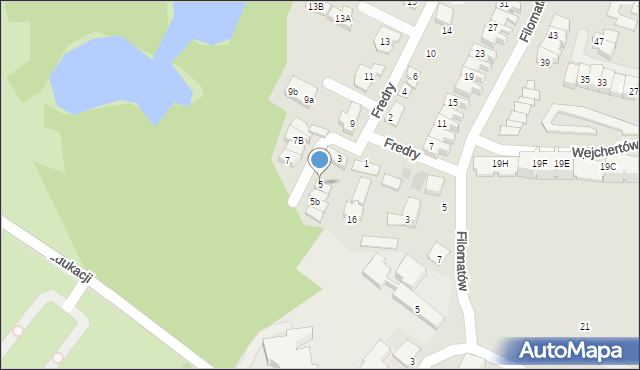 Tychy, Fredry Aleksandra, 5, mapa Tychów