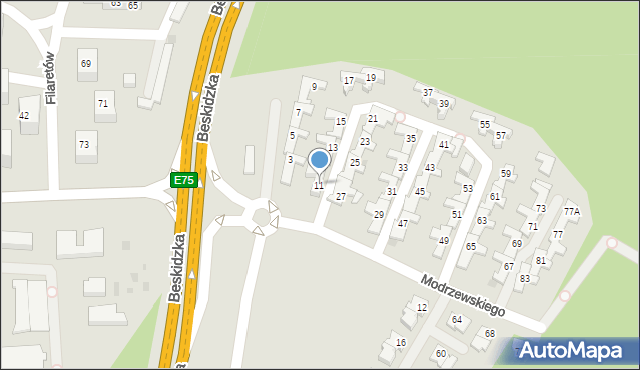 Tychy, Frycza-Modrzewskiego Andrzeja, 11, mapa Tychów