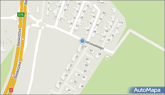 Tychy, Frycza-Modrzewskiego Andrzeja, 12, mapa Tychów