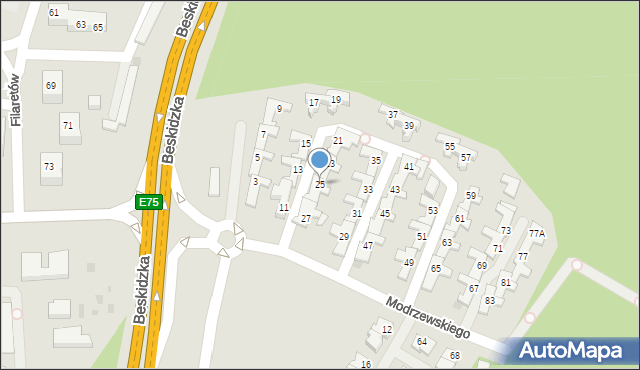 Tychy, Frycza-Modrzewskiego Andrzeja, 25, mapa Tychów