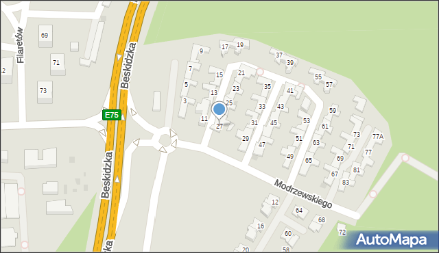 Tychy, Frycza-Modrzewskiego Andrzeja, 27, mapa Tychów