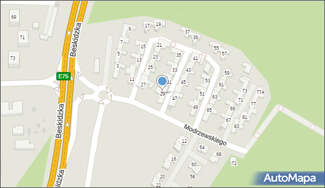 Tychy, Frycza-Modrzewskiego Andrzeja, 29, mapa Tychów