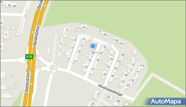 Tychy, Frycza-Modrzewskiego Andrzeja, 33, mapa Tychów