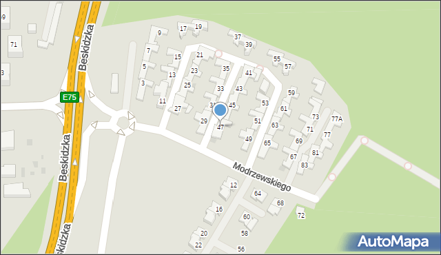 Tychy, Frycza-Modrzewskiego Andrzeja, 47, mapa Tychów