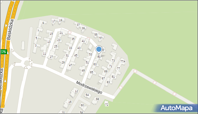 Tychy, Frycza-Modrzewskiego Andrzeja, 61, mapa Tychów