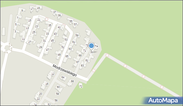 Tychy, Frycza-Modrzewskiego Andrzeja, 77, mapa Tychów
