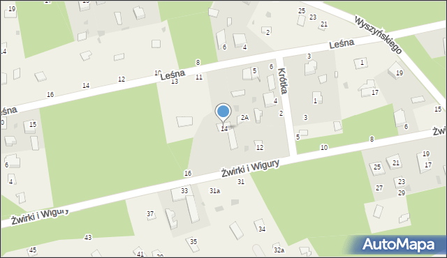Urle, Franciszka Żwirki i Stanisława Wigury, 14, mapa Urle