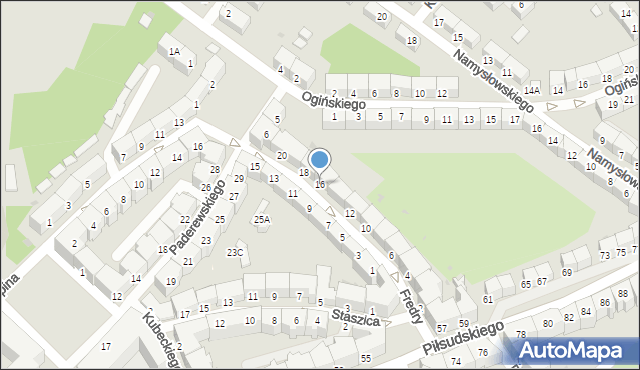 Wałbrzych, Fredry Aleksandra, 16, mapa Wałbrzycha