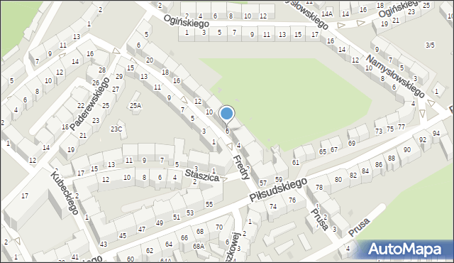 Wałbrzych, Fredry Aleksandra, 6, mapa Wałbrzycha