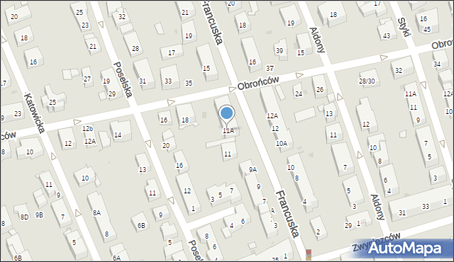 Warszawa, Francuska, 11A, mapa Warszawy