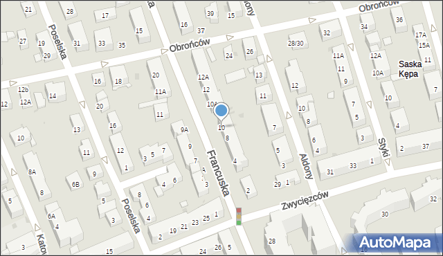 Warszawa, Francuska, 10, mapa Warszawy