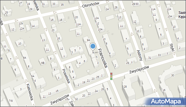 Warszawa, Francuska, 7, mapa Warszawy