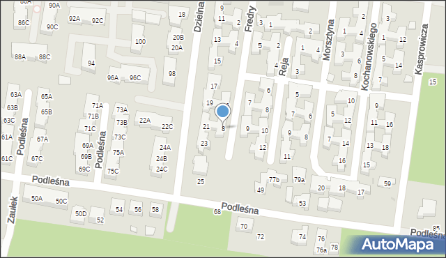 Warszawa, Fredry Aleksandra, 8, mapa Warszawy