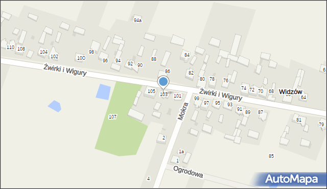 Widzów, Franciszka Żwirki i Stanisława Wigury, 103, mapa Widzów
