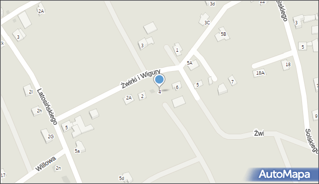 Wilamowice, Franciszka Żwirki i Stanisława Wigury, 4, mapa Wilamowice