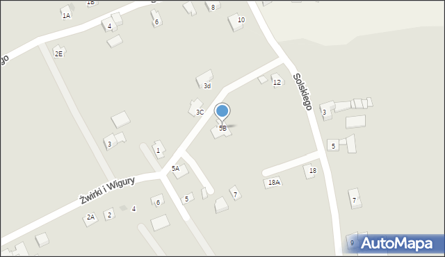 Wilamowice, Franciszka Żwirki i Stanisława Wigury, 5B, mapa Wilamowice