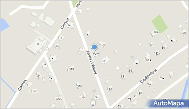 Wodzisław Śląski, Franciszka Żwirki i Stanisława Wigury, 2a, mapa Wodzisławia Śląskiego