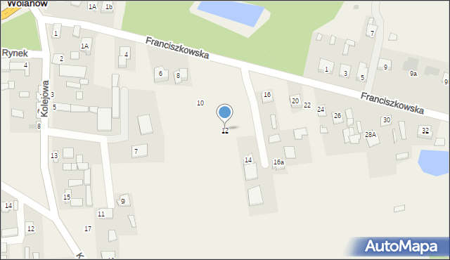 Wolanów, Franciszkowska, 12, mapa Wolanów