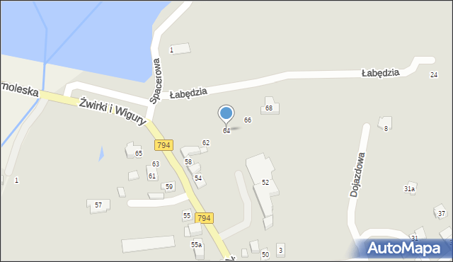 Wolbrom, Franciszka Żwirki i Stanisława Wigury, 64, mapa Wolbrom