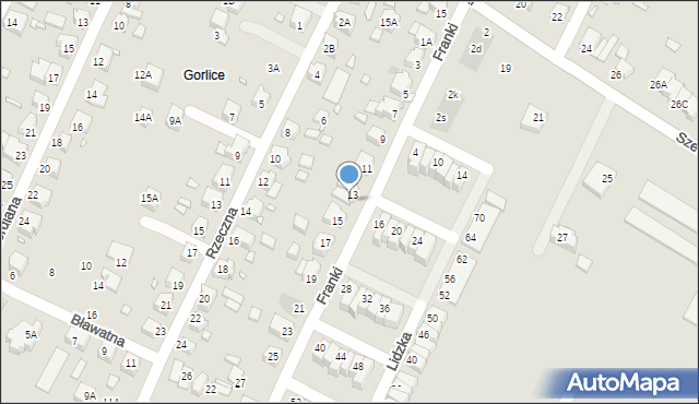 Wrocław, Franki Iwana, 13A, mapa Wrocławia