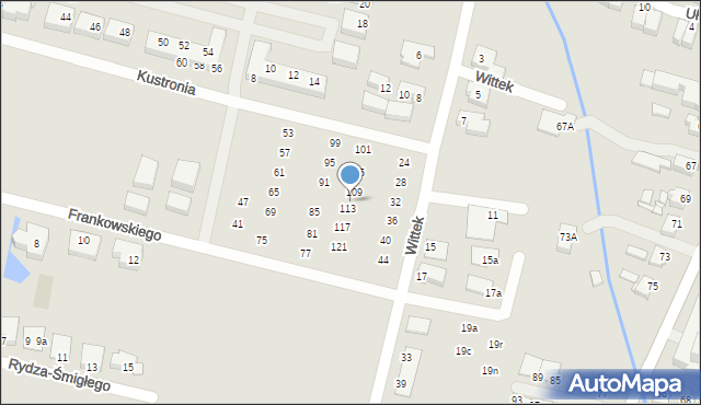 Wrocław, Frankowskiego Stefana, kadm., 111, mapa Wrocławia