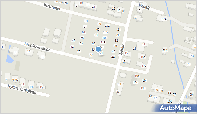 Wrocław, Frankowskiego Stefana, kadm., 123, mapa Wrocławia