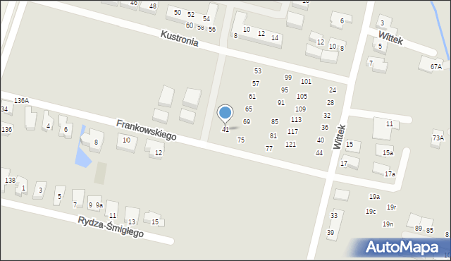 Wrocław, Frankowskiego Stefana, kadm., 41, mapa Wrocławia