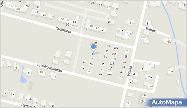 Wrocław, Frankowskiego Stefana, kadm., 61, mapa Wrocławia