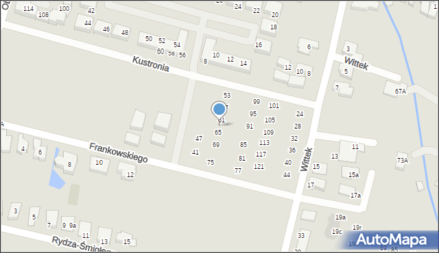 Wrocław, Frankowskiego Stefana, kadm., 63, mapa Wrocławia