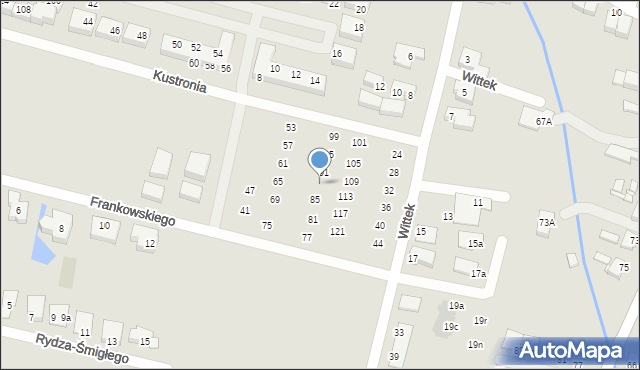 Wrocław, Frankowskiego Stefana, kadm., 89, mapa Wrocławia