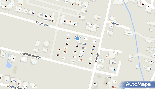 Wrocław, Frankowskiego Stefana, kadm., 93, mapa Wrocławia