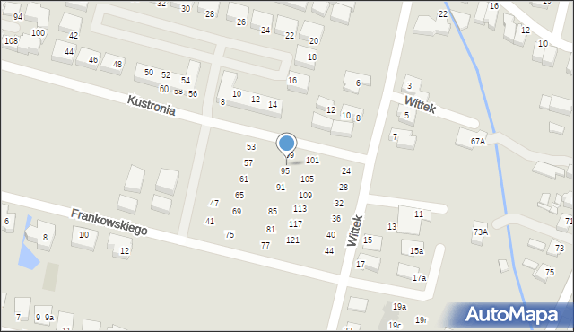 Wrocław, Frankowskiego Stefana, kadm., 97, mapa Wrocławia
