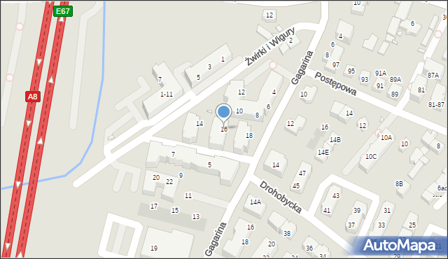 Wrocław, Franciszka Żwirki i Stanisława Wigury, 16, mapa Wrocławia