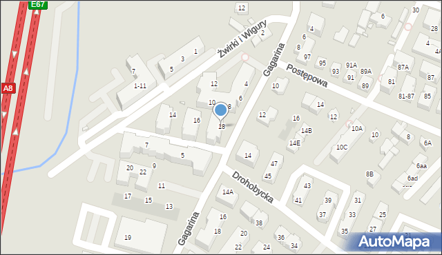 Wrocław, Franciszka Żwirki i Stanisława Wigury, 18, mapa Wrocławia